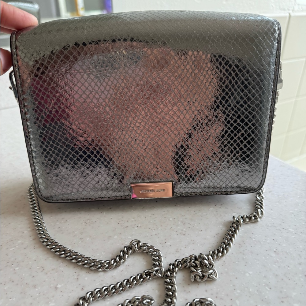 Michael Kors Silver Croc Crossbody bag